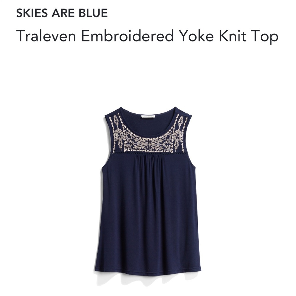 Skies Are Blue: Traleven Embroidered Yolk Knit Top